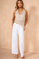 Emalee Stone Lace Halter Neck Top