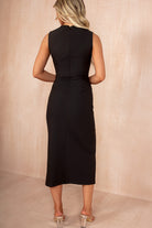 Emery Black Button Detail Midi Dress