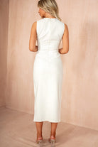 Emery Cream Button Detail Midi Dress
