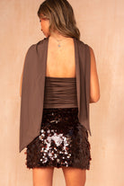 Emilia Chocolate Scarf Detail Bandeau Top