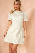 Emily Cream Jacquard Shift Dress