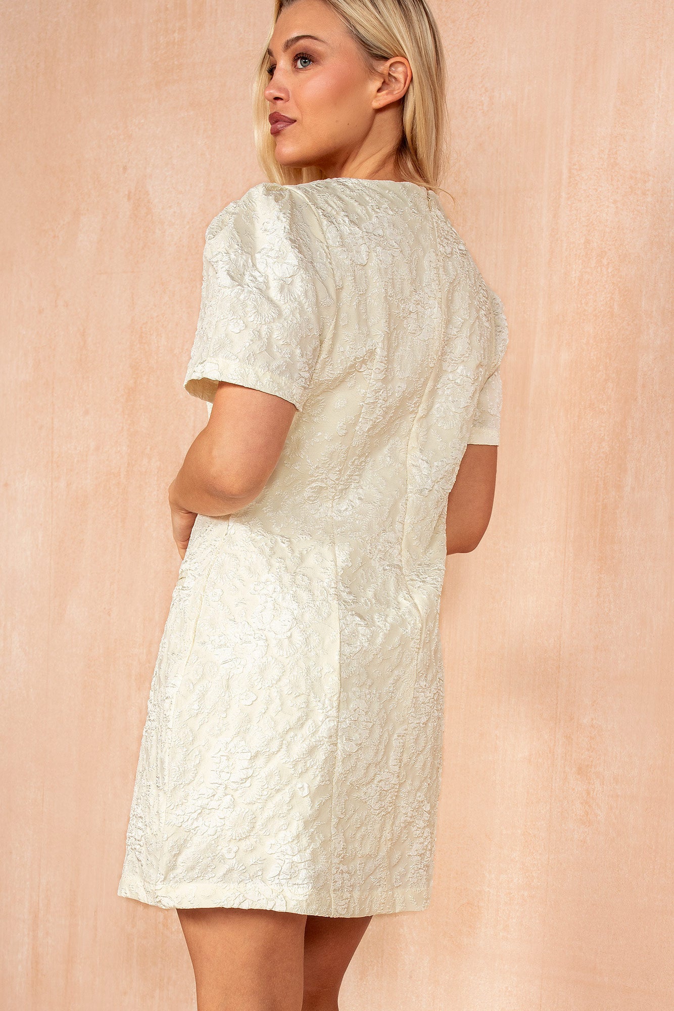 Emily Cream Jacquard Shift Dress
