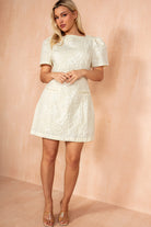 Emily Cream Jacquard Shift Dress