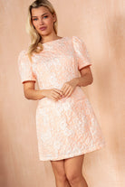 Emily Peach Jacquard Shift Dress