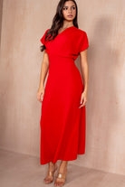 Emily Red Wrap V-Neck Dress
