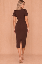 Emma Chocolate Bow Detail Midi Dress