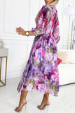 Emma Pink and Purple Chiffon Print Dress