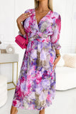 Emma Pink and Purple Chiffon Print Dress