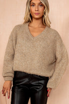 Emmie Camel Hairy Knit V Neck Jumper
