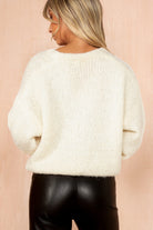 Emmie Cream Hairy Knit V Neck Jumper
