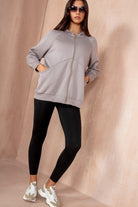 Emryn Taupe Zip Up Hoodie