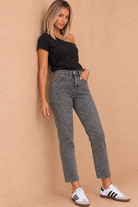 Ensley Grey Leopard Print Mom Jeans