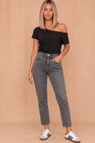 Ensley Grey Leopard Print Mom Jeans