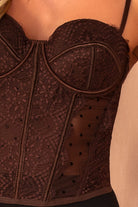 Erica Chocolate Mesh Lace Polka Dot Corset