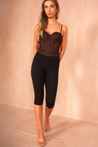 Erica Chocolate Mesh Lace Polka Dot Corset