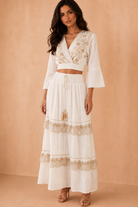 Erica Cream Embroidered Boho Co Ord