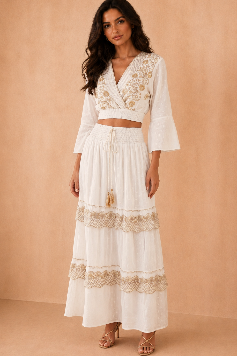 Erica Cream Embroidered Boho Co Ord