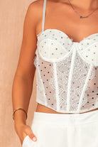 Erica White Mesh Lace Polka Dot Corset