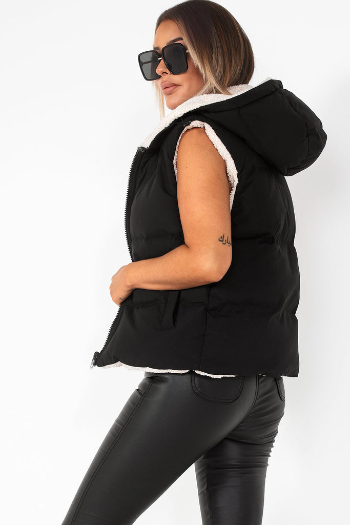 Estelle Black and Cream Reversible Gilet