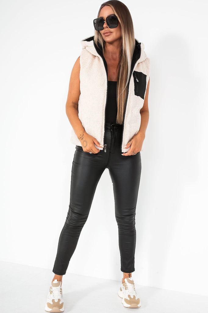 Estelle Black and Cream Reversible Gilet