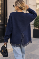 Estelle Navy Knit Lace Trim Jumper