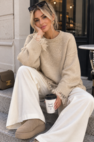 Estelle Stone Knit Lace Trim Jumper