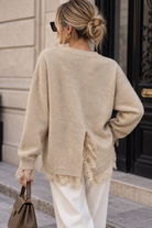 Estelle Stone Knit Lace Trim Jumper