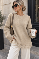 Estelle Stone Knit Lace Trim Jumper
