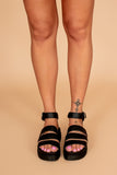 Esther Black Faux Leather Gladiator Sandals