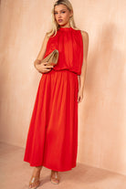 Ethlyn Burnt Orange Matte Satin Maxi Dress