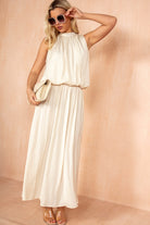 Ethlyn Cream Matte Satin Maxi Dress