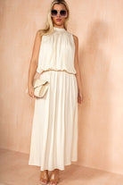 Ethlyn Cream Matte Satin Maxi Dress