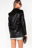 Eva Black Faux Leather Blazer
