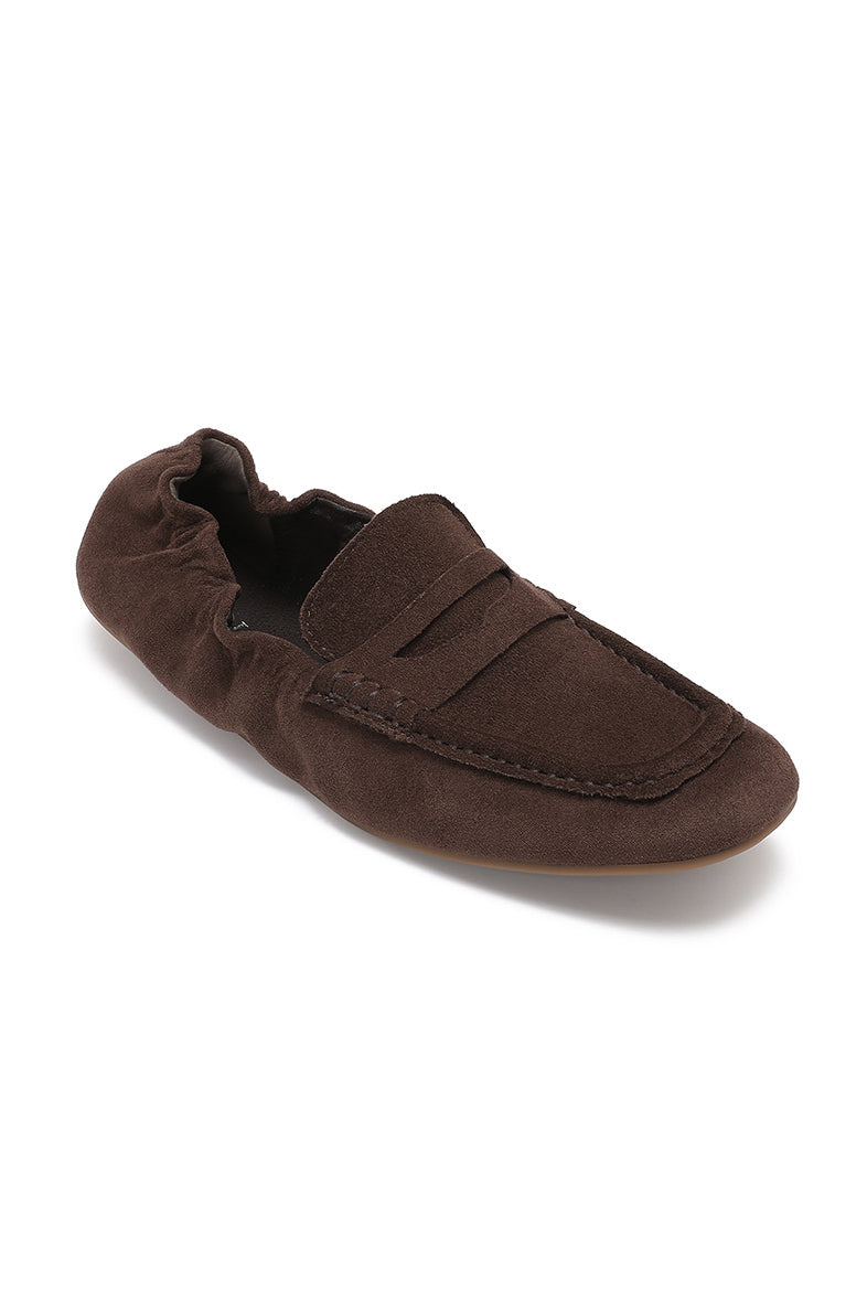 Evanna Chocolate Suedette Moccasins