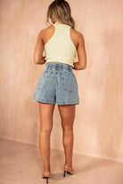 Everly Light Blue Paperbag Shorts