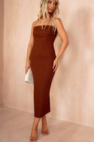 Ezra Chocolate Bandeau Midi Dress