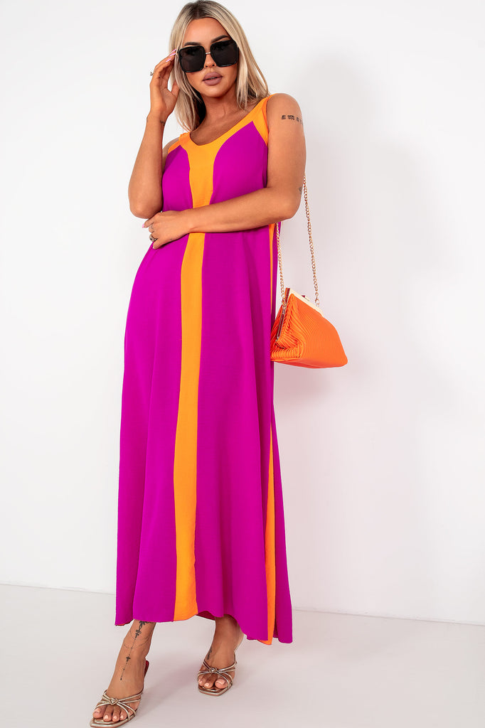 Farrah Purple and Orange Maxi Dress