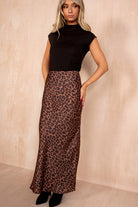 Felicity Leopard Print Satin Maxi Skirt