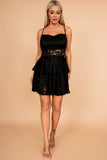 Fenix Black Lace Tiered Cami Dress