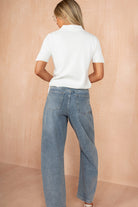 Fenix White Rib Knit Collared Top