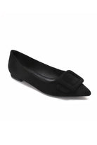 Fern Black Suedette Buckle Flat Shoe