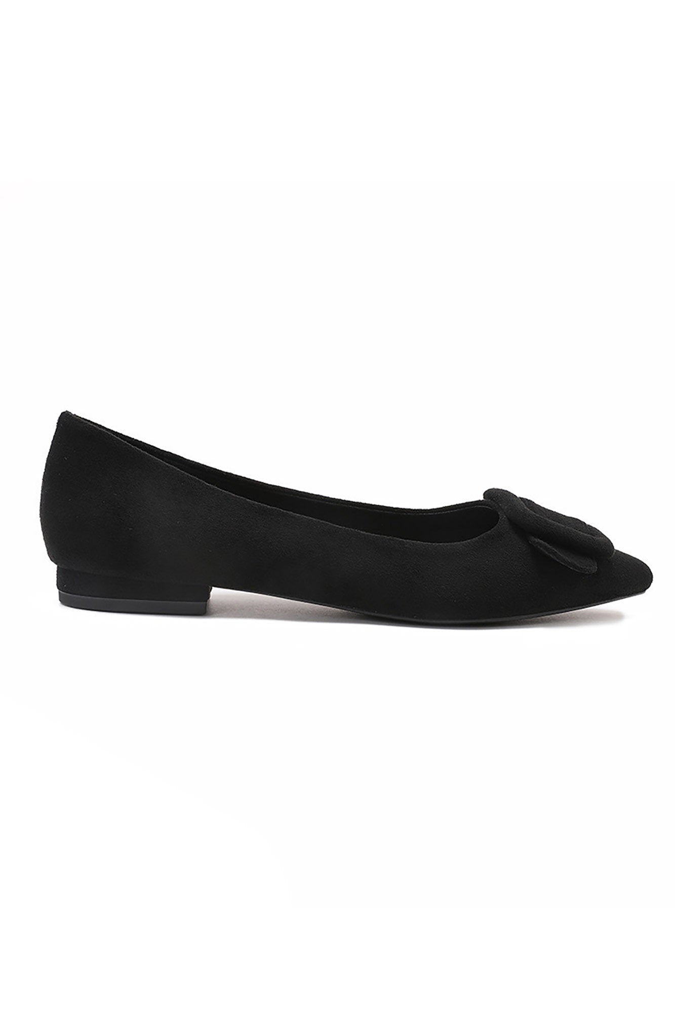 Fern Black Suedette Buckle Flat Shoe