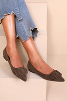 Fern Brown Suedette Buckle Flat Shoe