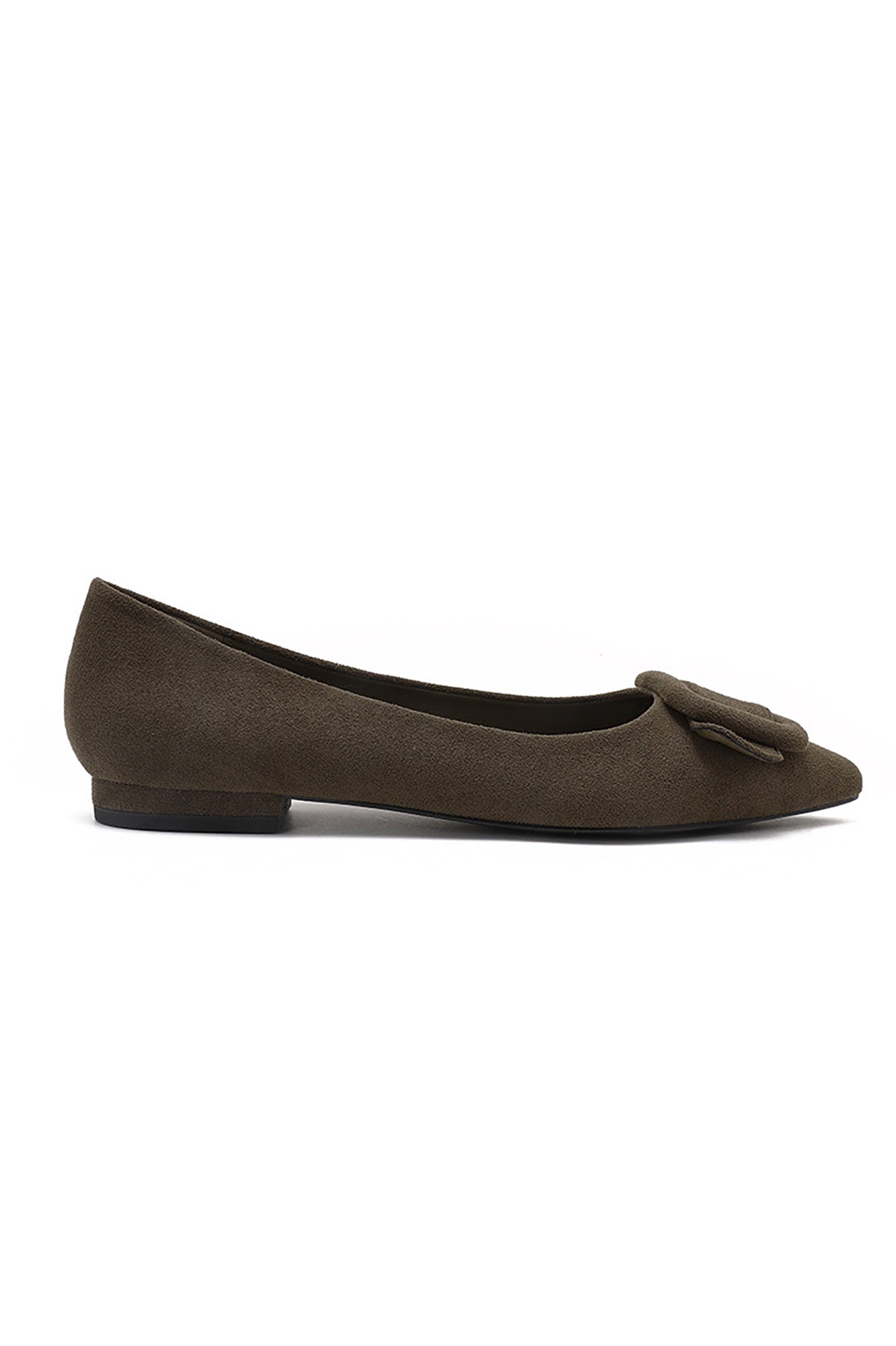 Fern Brown Suedette Buckle Flat Shoe