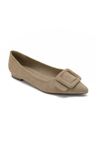 Fern Camel Suedette Buckle Flat Shoe