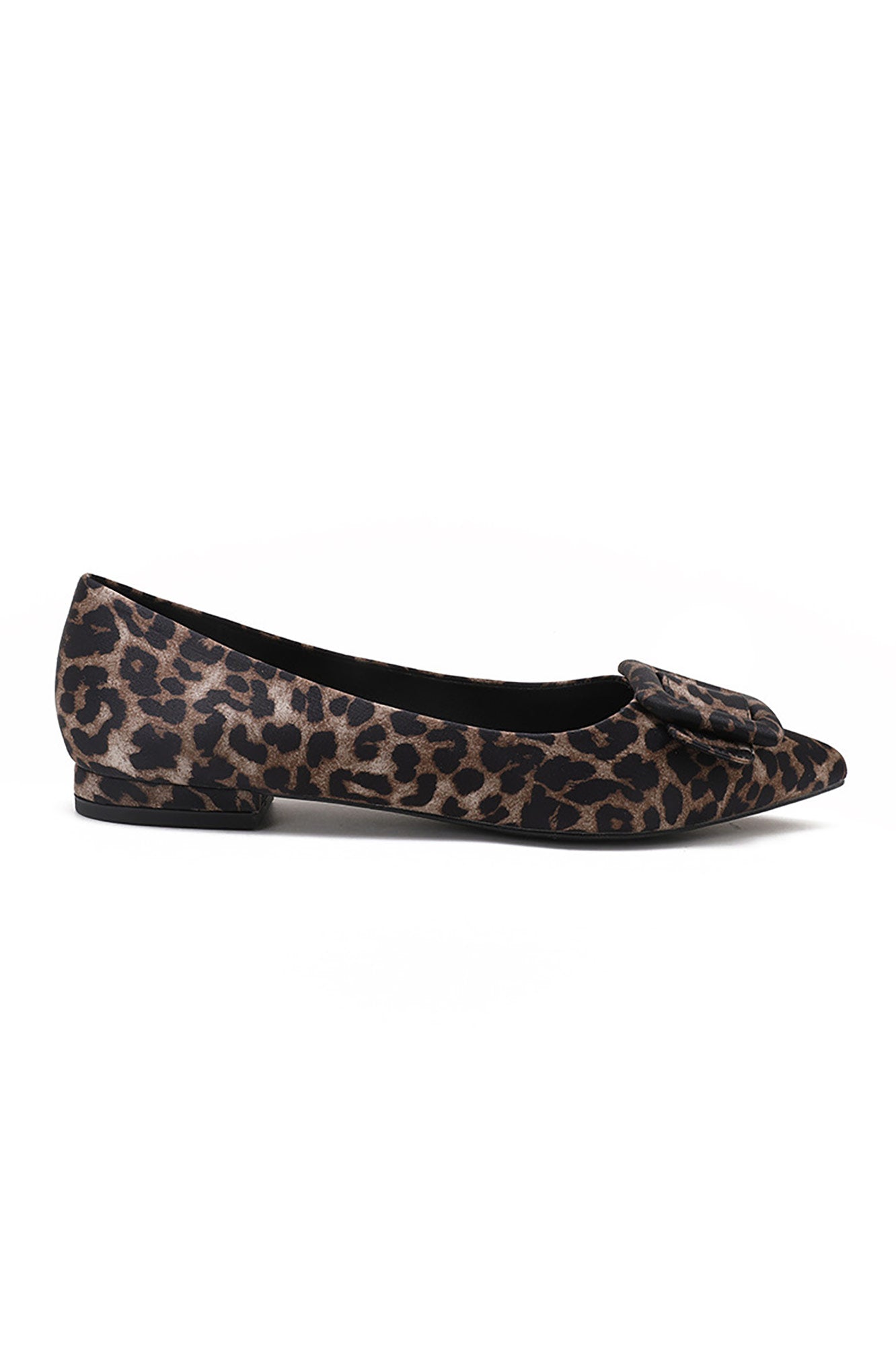 Fern Leopard Satin Buckle Flat Shoe