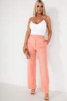 Fern Peach Linen Trousers