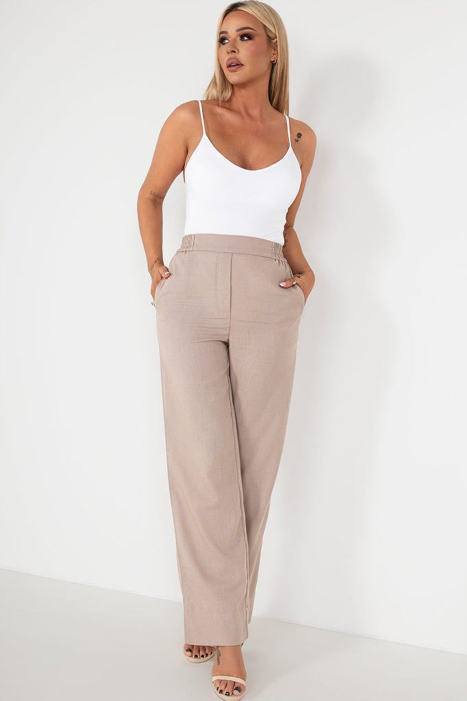 Fern Taupe Linen Trousers
