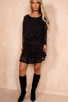Fernanda Black Lace Frill Dress