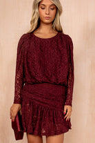 Fernanda Burgundy Lace Frill Dress